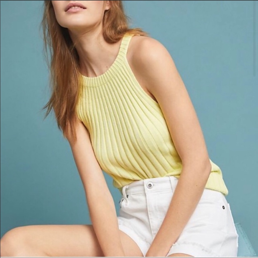 Anthropologie Knit Halter Tank - Size M - Yellow
